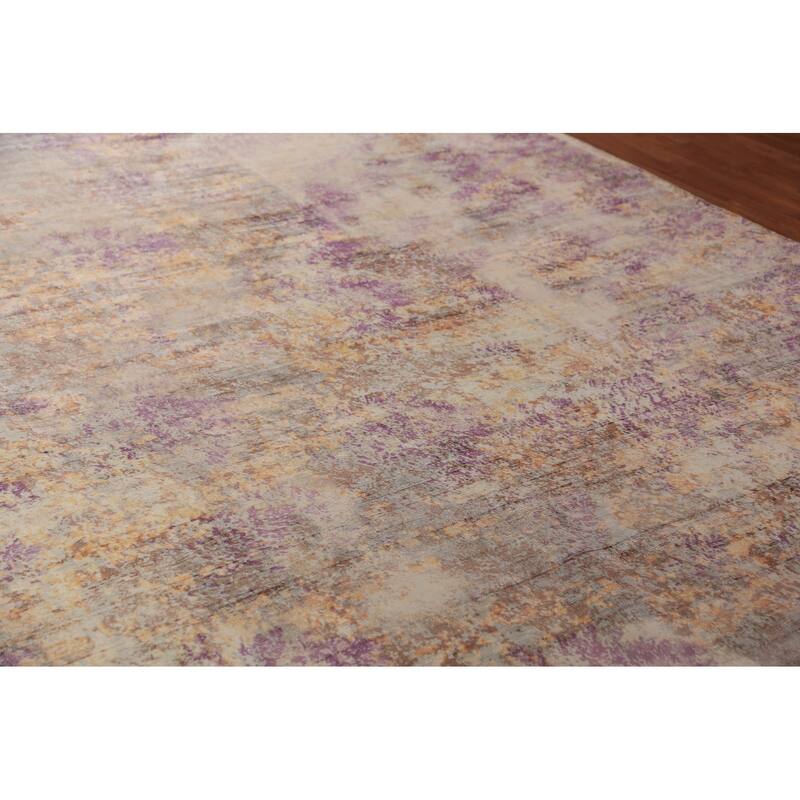 Modern Abstract Indian Area Rug Handmade Multi-Color Wool Carpet - 8'11"x 11'9"
