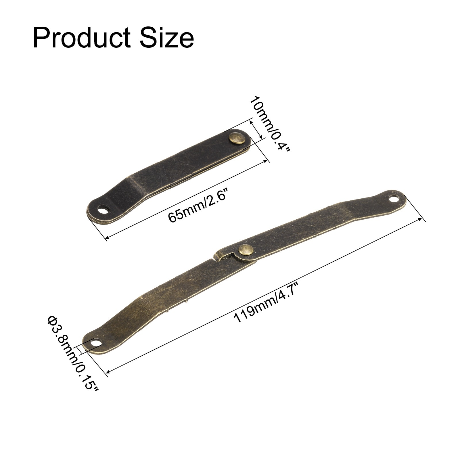 Lid Folding Support Hinges, Lid Stay Hinge with 8pcs Screws for Furniture Wooden Boxes Jewelry Case