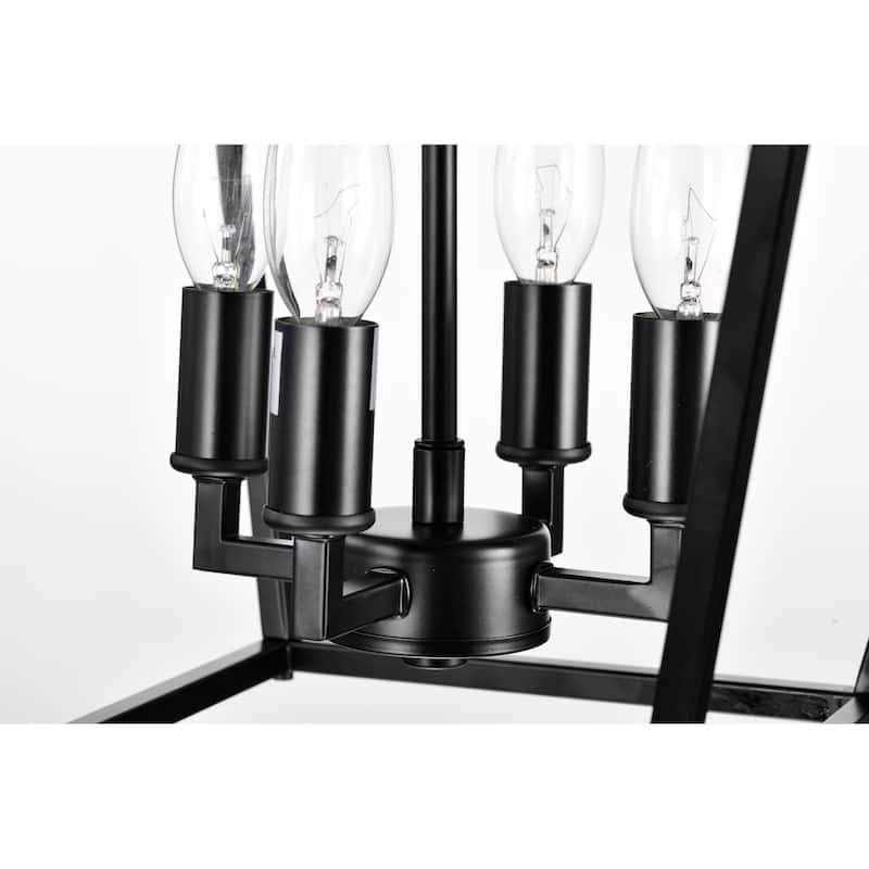 Matte Black 4-Light 12 in. Cage Lantern Farmhouse Semi-flush Mount