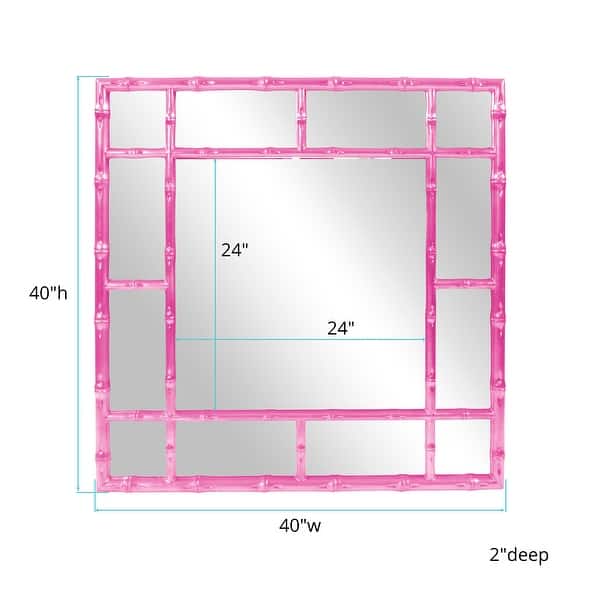 dimension image slide 4 of 8, Allan Andrews Square Bamboo Framed Wall Mirror - 40" x 40"