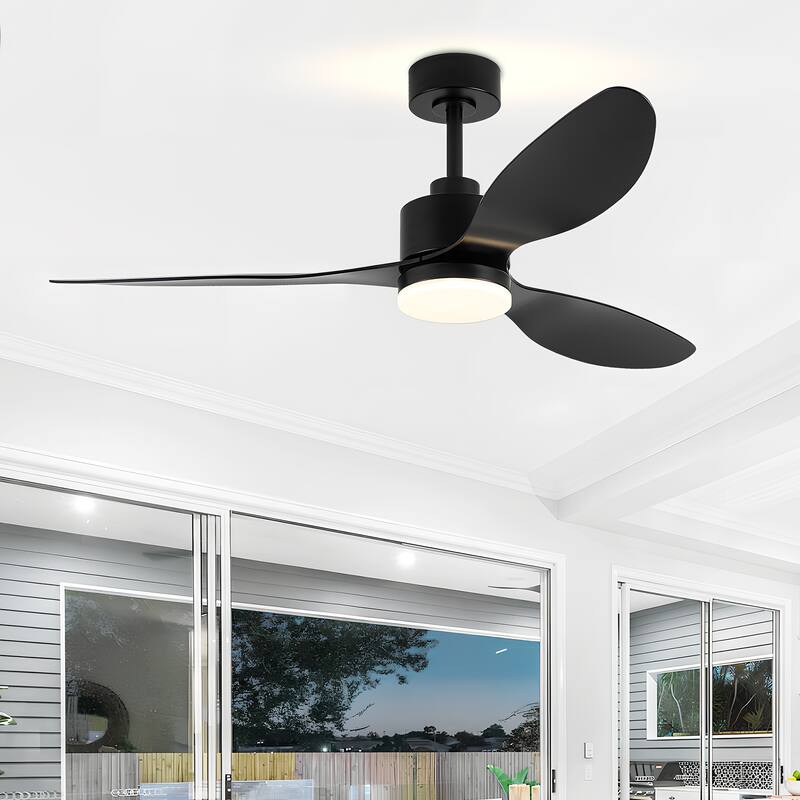 52'' Black Ceiling Fan With Led Lights And Remote Control