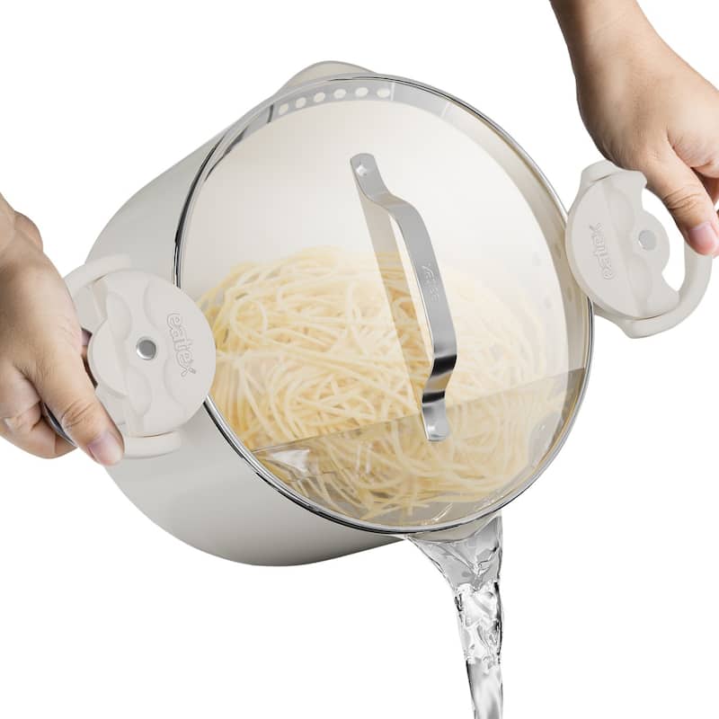 Emperyan Pasta Pot with Strainer Lid - 7'6" x 9'6" - Set of 2 - Cream