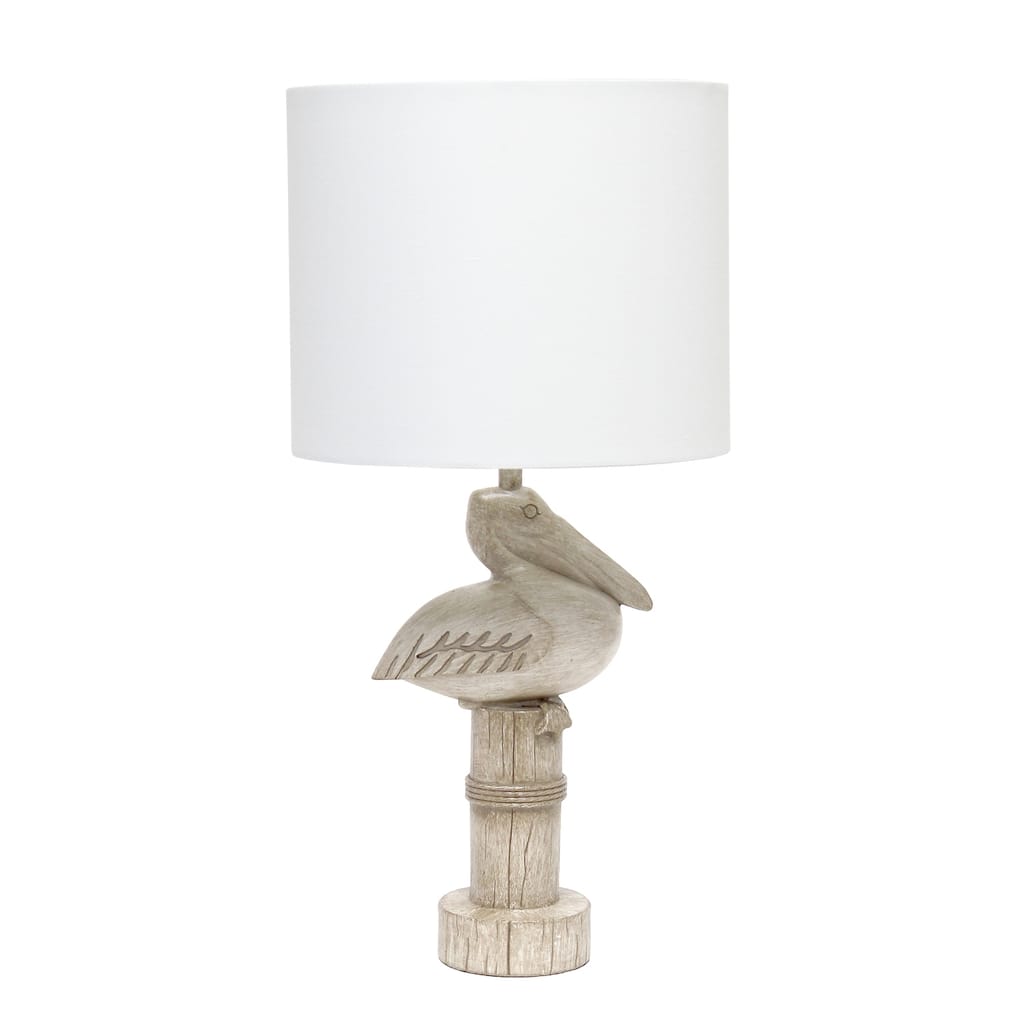 17.25 in. Beige Finish Table Lamp with White Shade, Desk Lamp for Writing and Computer Desks