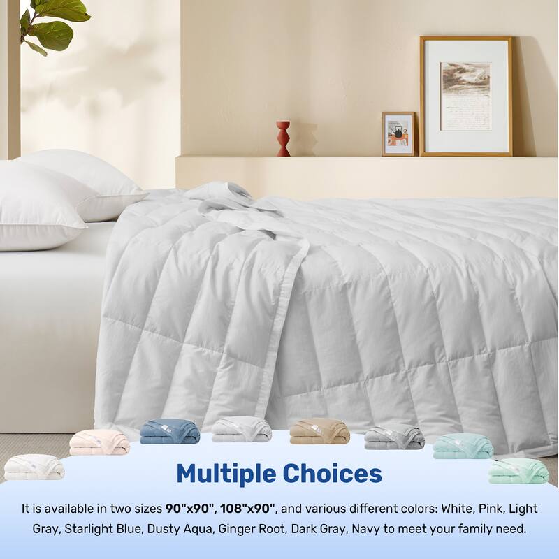 Lightweight Cooling Lyocell White Down Comforter, Tencel Oversized Blanket for Summer