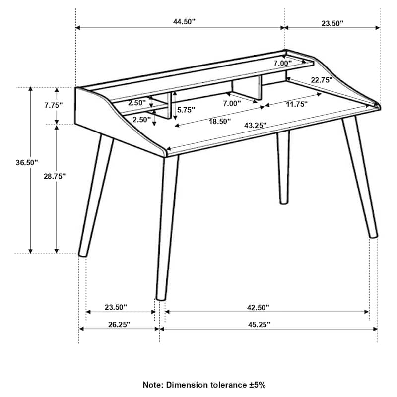 Percy 45-inch 4-Compartment Writing Desk Grey