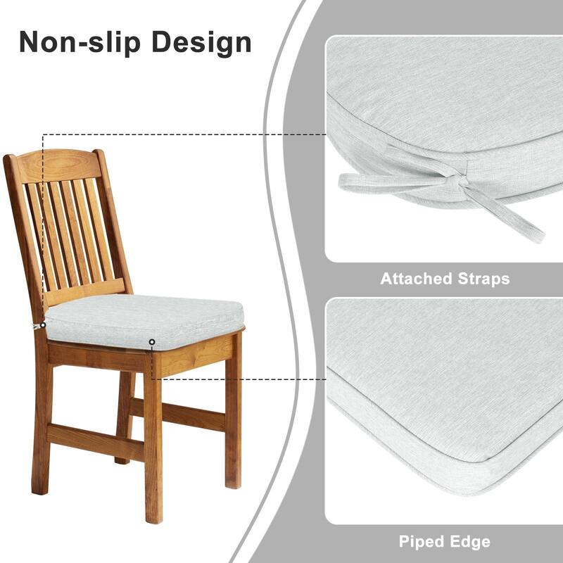 Aoodor Outdoor Dining Chair Cushions Set of 4, Outdoor Chair Pads with Ties, 20 x 19 inch - 20"x19"