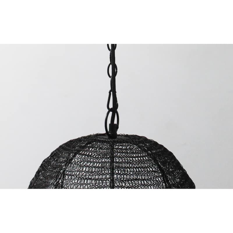 1-Light Satin Black Powder Coat Chain Basket Light