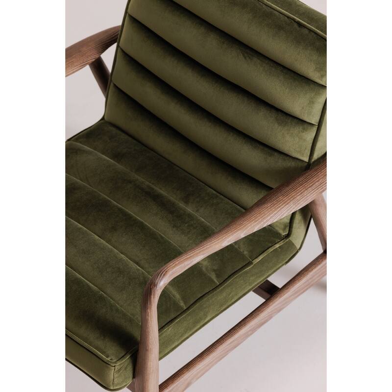 Aurelle Home Ash Wood and Upholstery Arm Chair - 30" wide x 27" deep