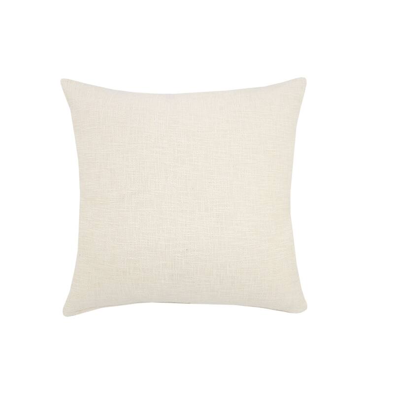 20" Cream Hand Woven Diamond Tufted Square Throw Pillow