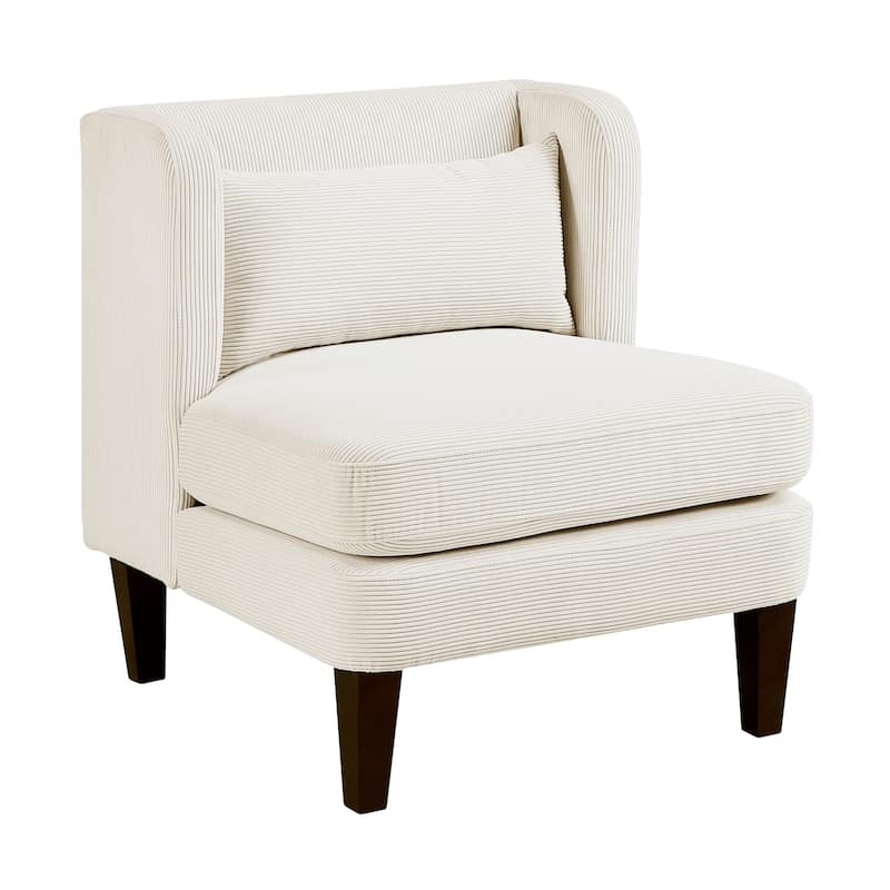 Clara 27.5" Corduroy Fabric Accent Chair - Matching Pillow - Beige