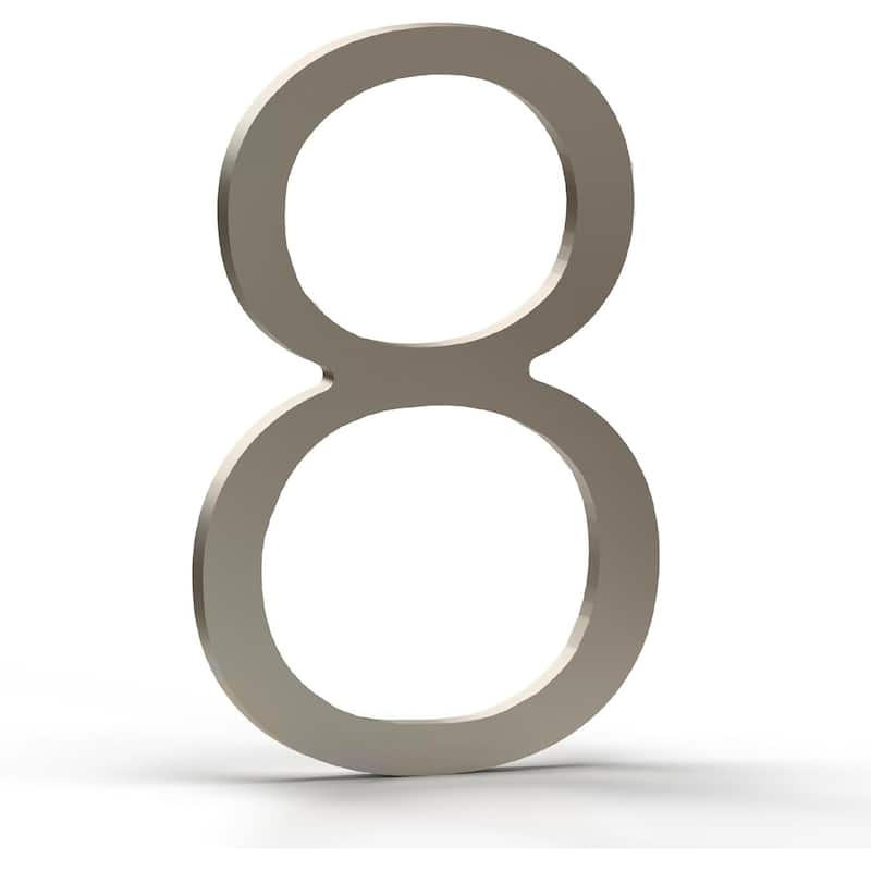 Mega Handles Modern Metal House Numbers | Heavy Duty Outdoor Address Digits | Easy to Install, Floating or Flush Mount Design - 8 - Satin Nickel
