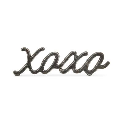 3" Black Cast Iron Hand Painted XOXO Sentiment Tabletop Sculpture - 9.75 x 0.5 x 2.75