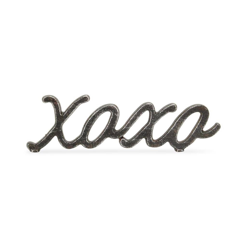 3" Black Cast Iron Hand Painted XOXO Sentiment Tabletop Sculpture - 9.75 x 0.5 x 2.75