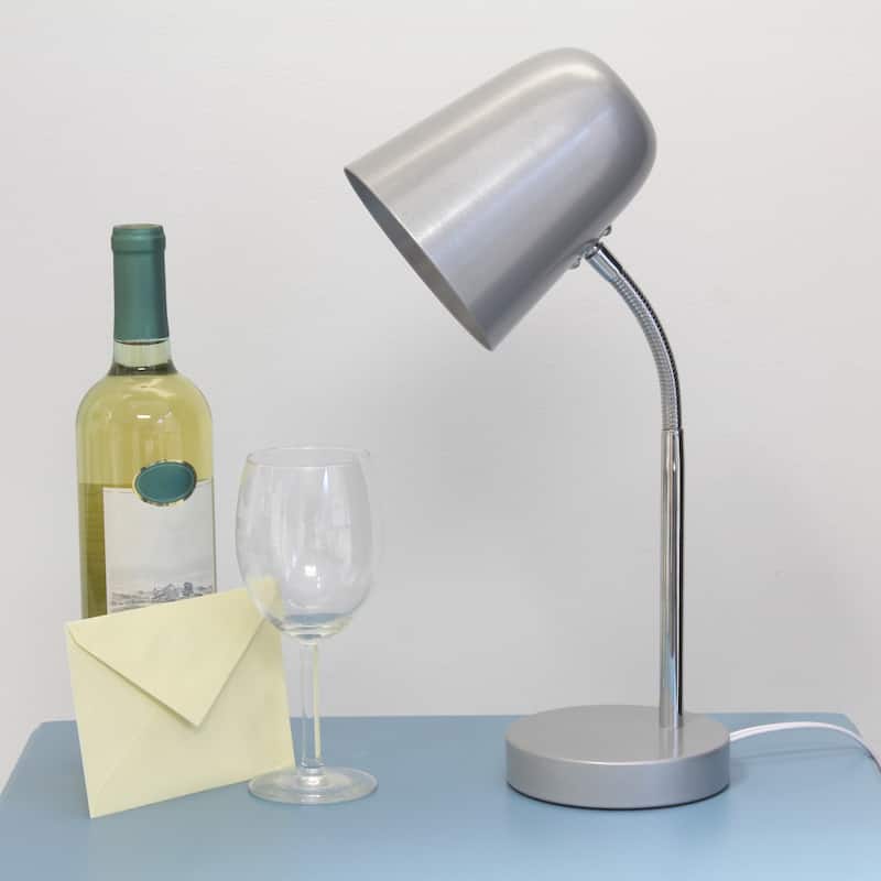 Minimalist Metal Gooseneck Desk Lamp with Adjustable Chrome Arm Modern Task Lighting Multiple Colors
