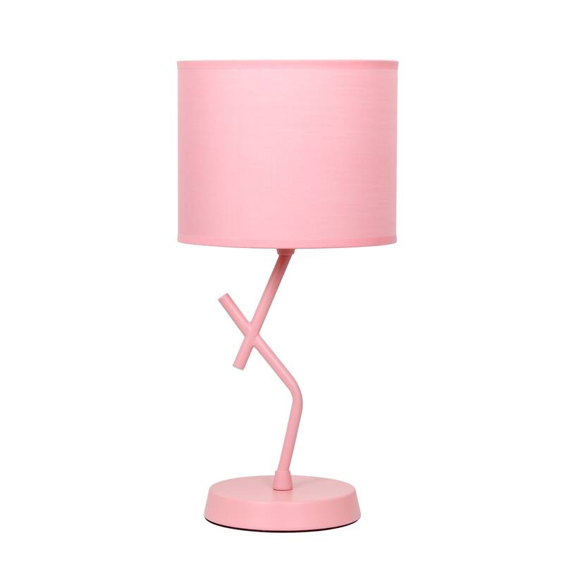 Abstract Angular Table Lamp with Drum Shade - 17" - Pink