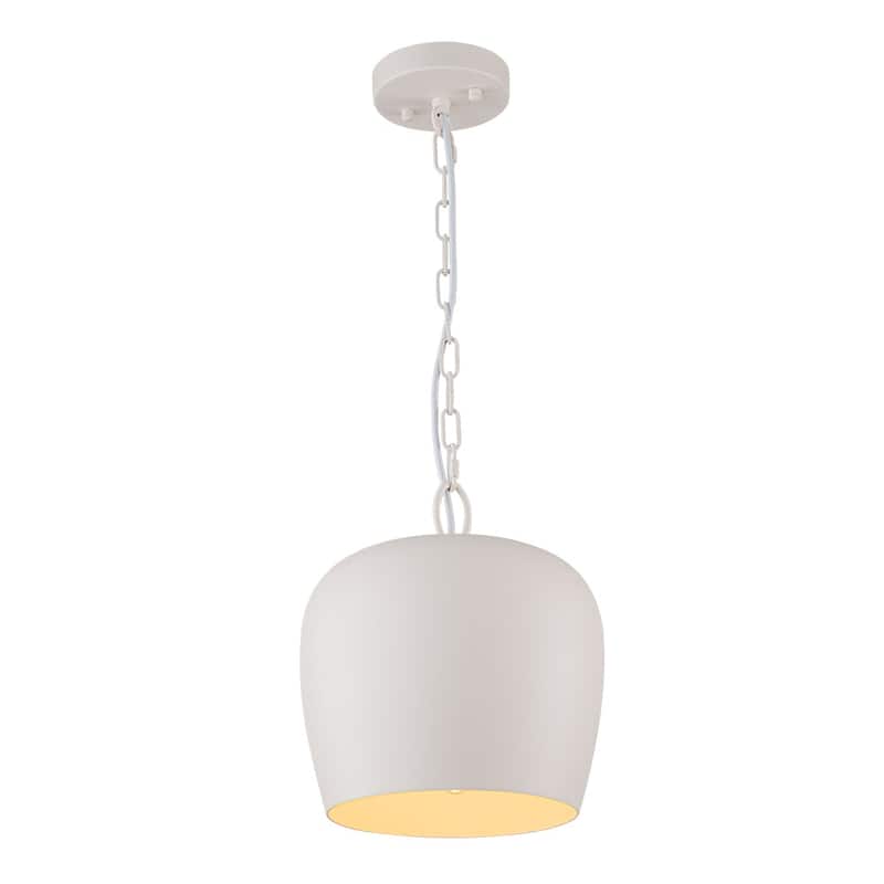 Modern Danish 1-Light White Bell Iron Kitchen Pendant Light