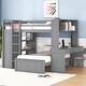 preview thumbnail 10 of 17, Full Size Loft Bed with a Twin-size Stand-alone Bed, Shelves,Desk,and Wardrobe Gray
