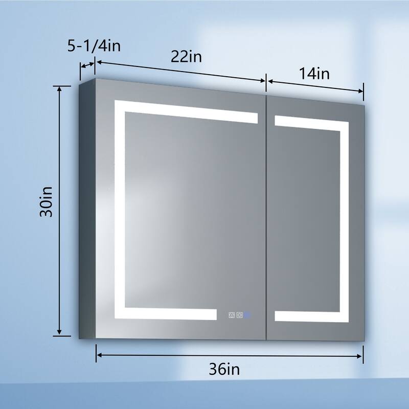ExBrite LED Lighted Bathroom Medicine Cabinet with Mirror,Recessed or Surface Mount, Defog