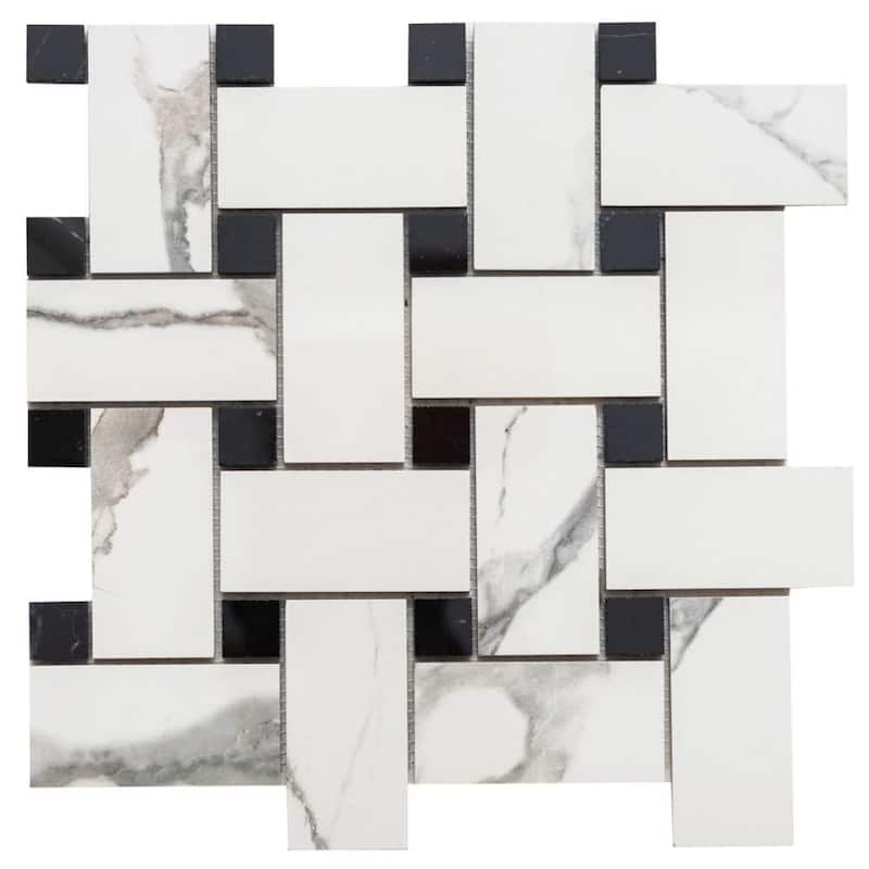 Stately Basketweave 13x13 Porcelain Mosaic Tile - Floor, Wall, Backsplash