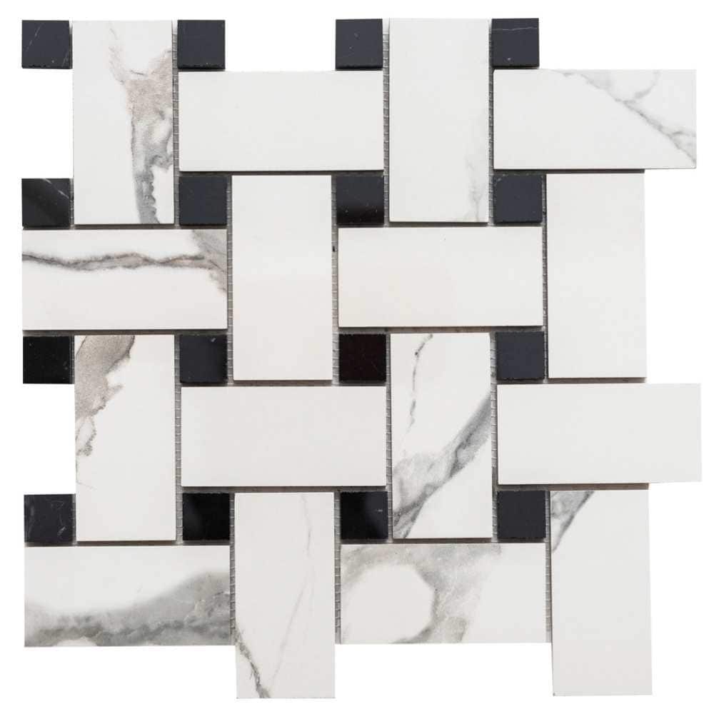 Stately Basketweave 13x13 Porcelain Mosaic Tile - Floor, Wall, Backsplash