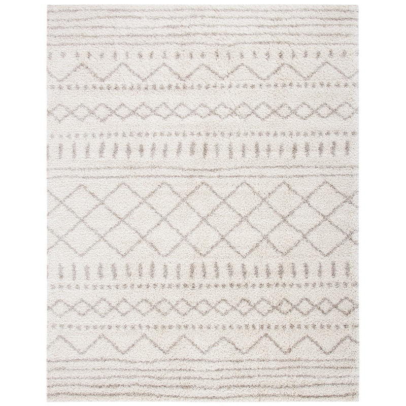 SAFAVIEH Arizona Shag Lotta Moroccan 1.2-inch Thick Rug - 9' Square - Ivory/Beige