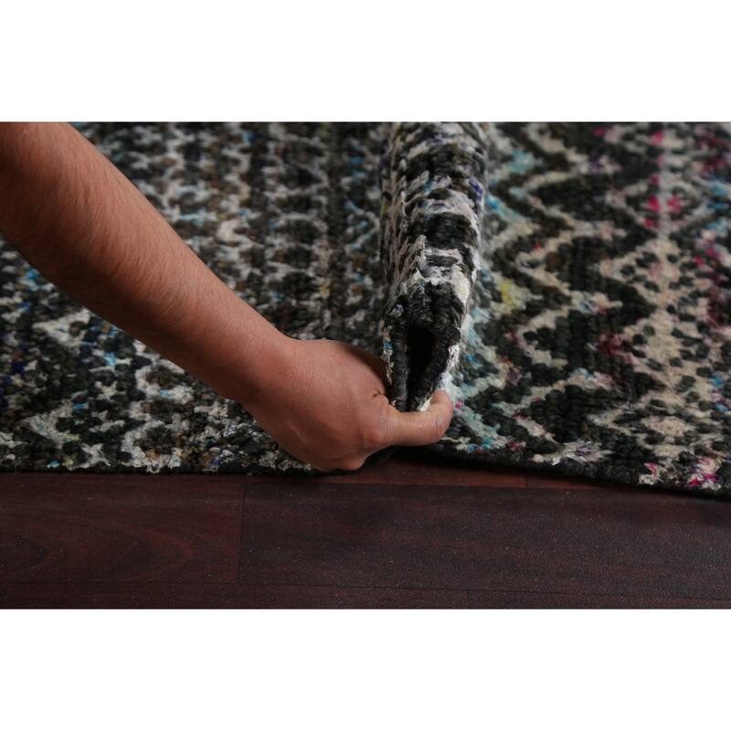 Chevron Abstract Jute/ Wool Oriental Living Room Area Rug Hand-knotted - 8'7" x 11'4"