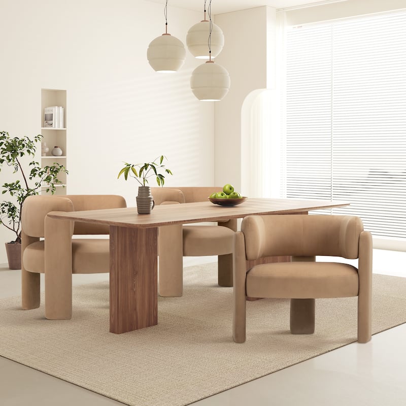 Modern Velvet Barrel Accent Chair - 3-Leg Design for Living Room, Bedroom