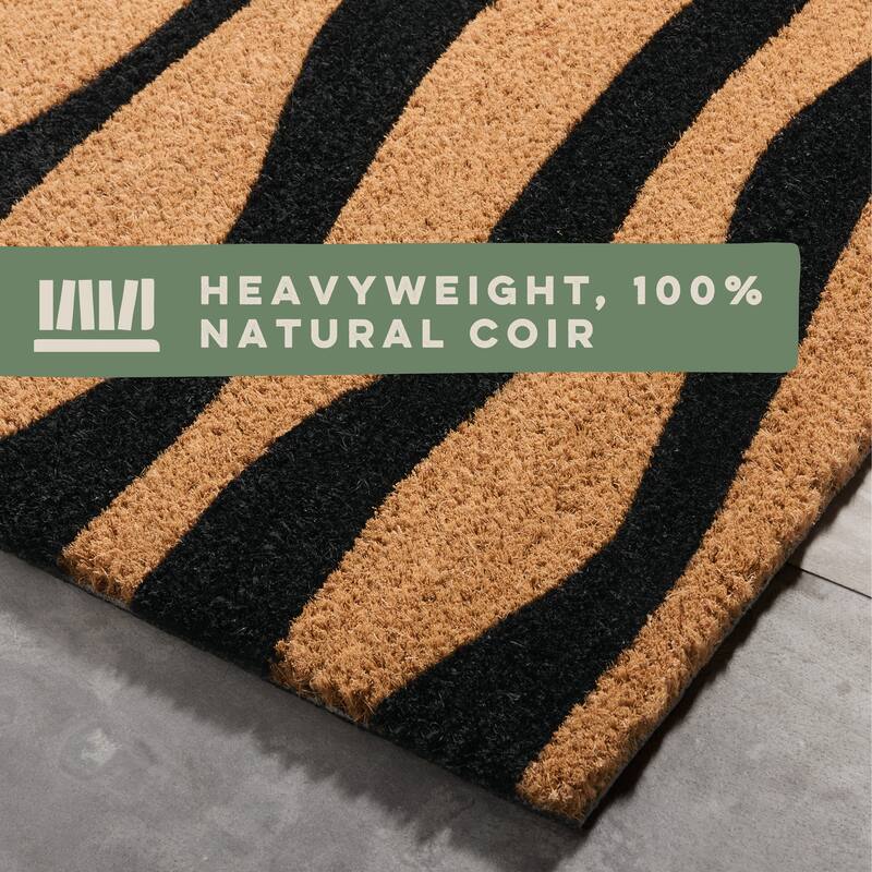 TOWN & COUNTRY LIVING Terra Ravine Abstract Mountain Outdoor Door Mat, Natural Coir Mat