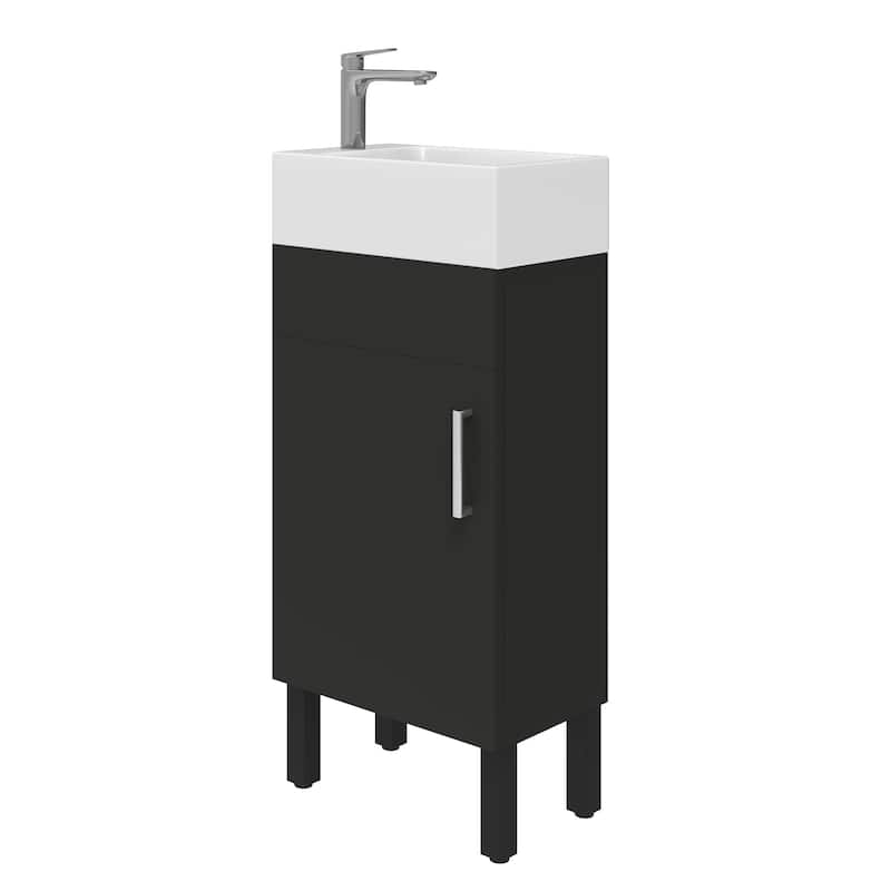 Moasis 15.7 Inch Freestanding Bathroom Vanity with Cabinet Storage and Modern Design