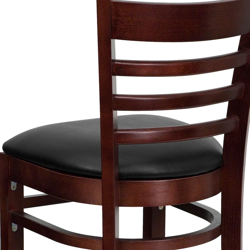 Ladder Back Wooden Restaurant Barstool - 16.75"W x 19"D x 43.75"H - 16.75"W x 19"D x 43.75"H