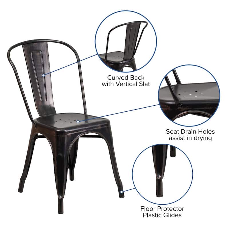 Metal Indoor/ Outdoor Stackable Bistro Chair (Set of 4)