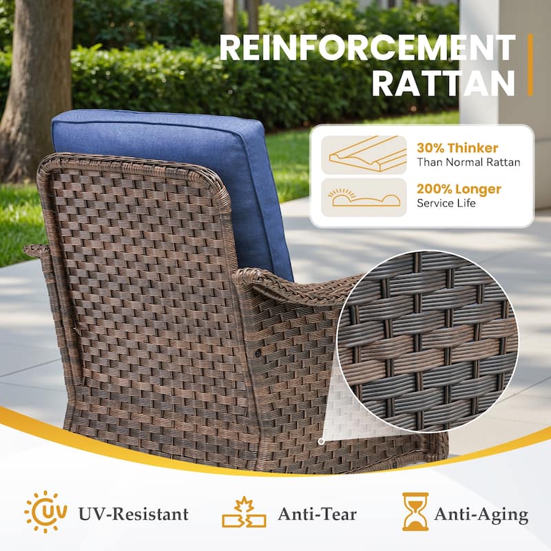 Pocassy Patio Funiture Swivel Chairs with Fire Table Set