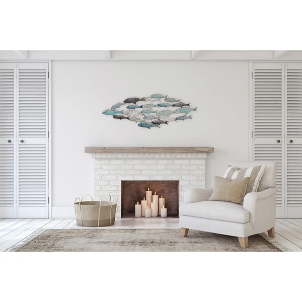 Shop Metal School Of Fish Wall Decor Blue Overstock 31298593
