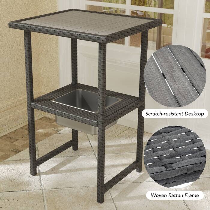 Rectangular 21.7'' L x 24.6'' W Outdoor Bar Table