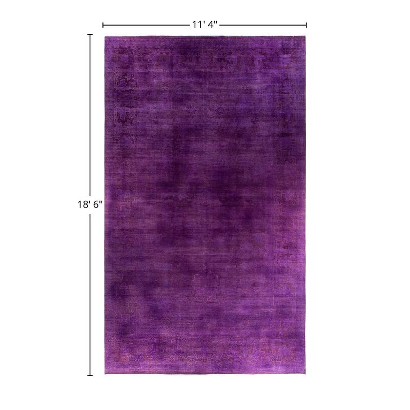 Fine Vibrance One-of-a-Kind Hand-Knotted Area Rug - Purple, 11' 4" x 18' 6" - 11' 4" x 18' 6"