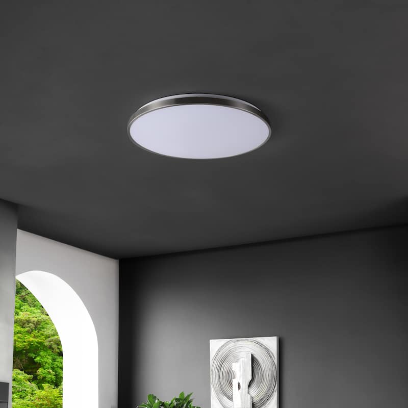 Marelle 21.25" 1-Light Modern Minimalist Iron Circle Integrated LED Flush Mount by JONATHAN Y