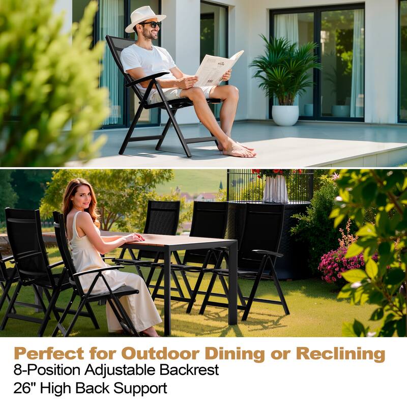 Pellebant Patio Folding Chairs Camping Deck Garden Aluminum Dining Chair - 23.6 in W * 16.9 in D * 42.1 in H