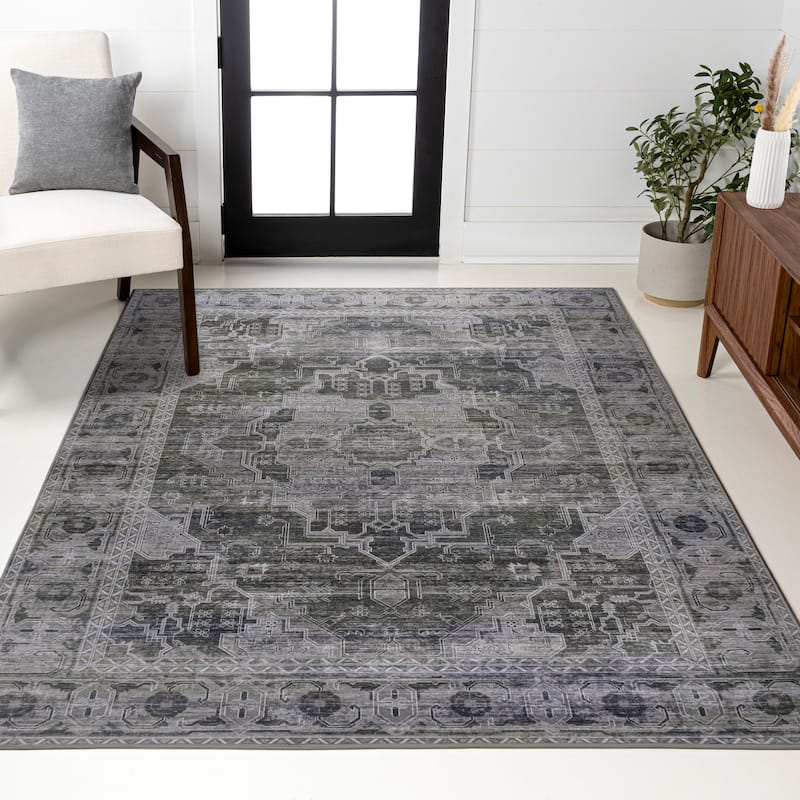JONATHAN Y Dalyan Ornate Medallion Machine Washable Area Rug