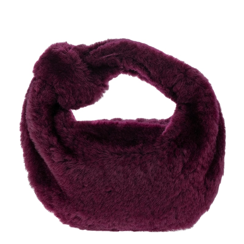 Bottega Veneta Mini Jodie Shearling Top Handle Bag - Burgundy