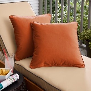 Sunbrella Canvas Rust Corded Indoor/ Outdoor Pillow Set (Set of