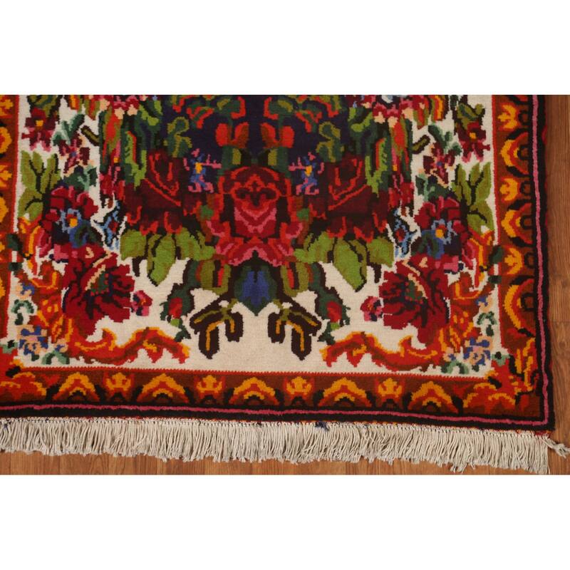 Hand Knotted Oriental 100% Wool Carpet Traditional Floral Beige & Ivories Bakhtiari Area Rug - 4' 11'' X 3' 5''