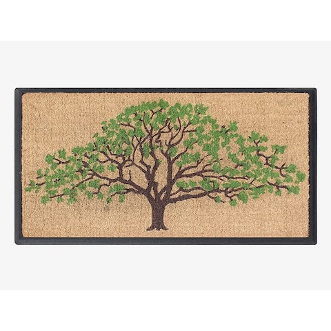 A1HC First Impression Hand-Crafted Rubber Coir Life of Tree Double Door Mat