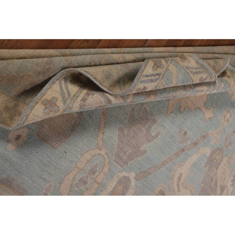 Light Blue Oushak Vegetable Dye Rug Hand-Knotted Wool Carpet - 8'1"x 10'1"
