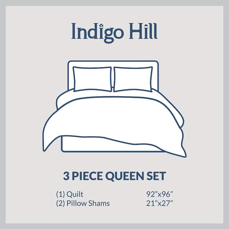 Indigo Hill by HiEnd Accents Patchwork Paisley Vintage Western Reversible Bedding Set 3 Piece Quilt Set