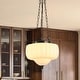 preview thumbnail 2 of 8, 1-Light 15" W Vintage French Style Pumpkin-shaped Milk Glass Hanging Pendant Light for Dining Room, Hallway