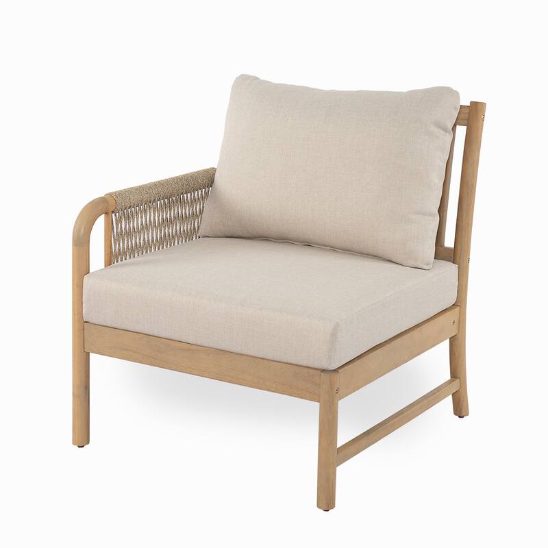 Christopher Knight Home - CoastalRope Modern Outdoor Acacia Wood 7 Piece Conversation Set with Rope Woven Arms