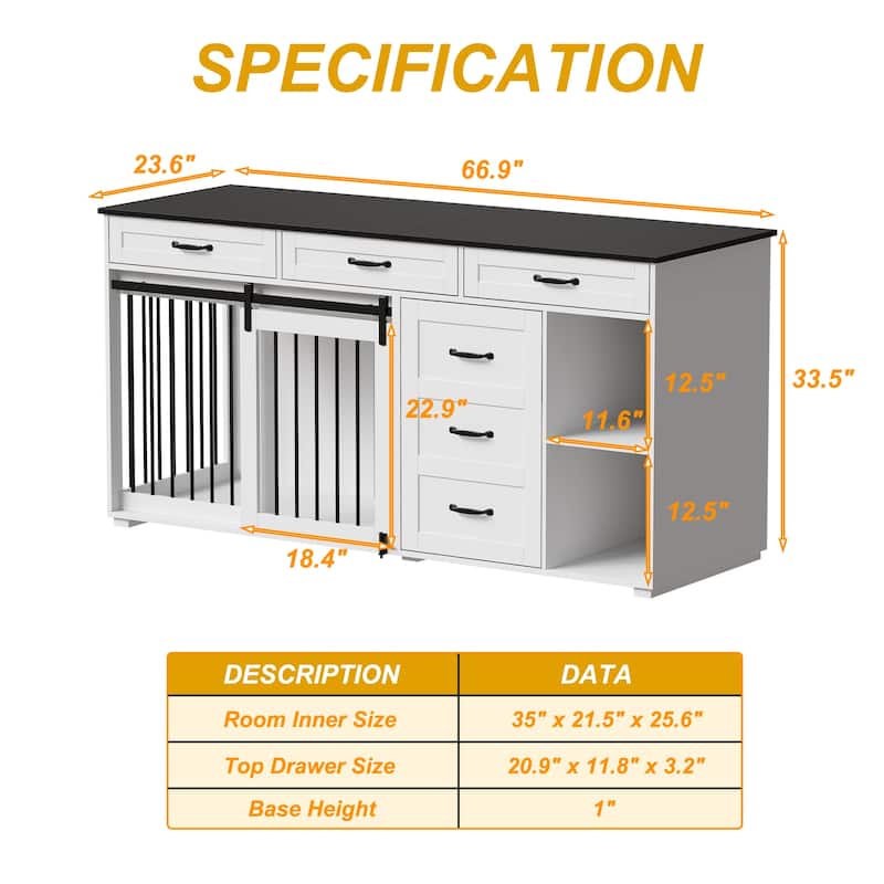 Large Capacity ,6 Drawers ,Multi-Purpose Dog Crate Kennel Furniture