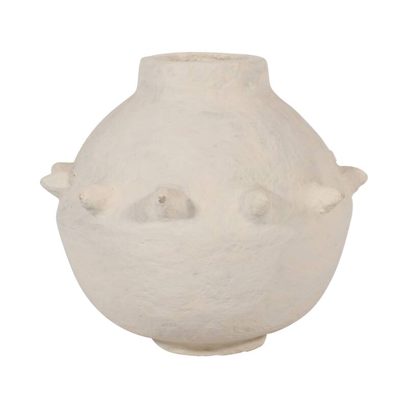 Paper Mache Vase Dia 16" Off-White - Off-White