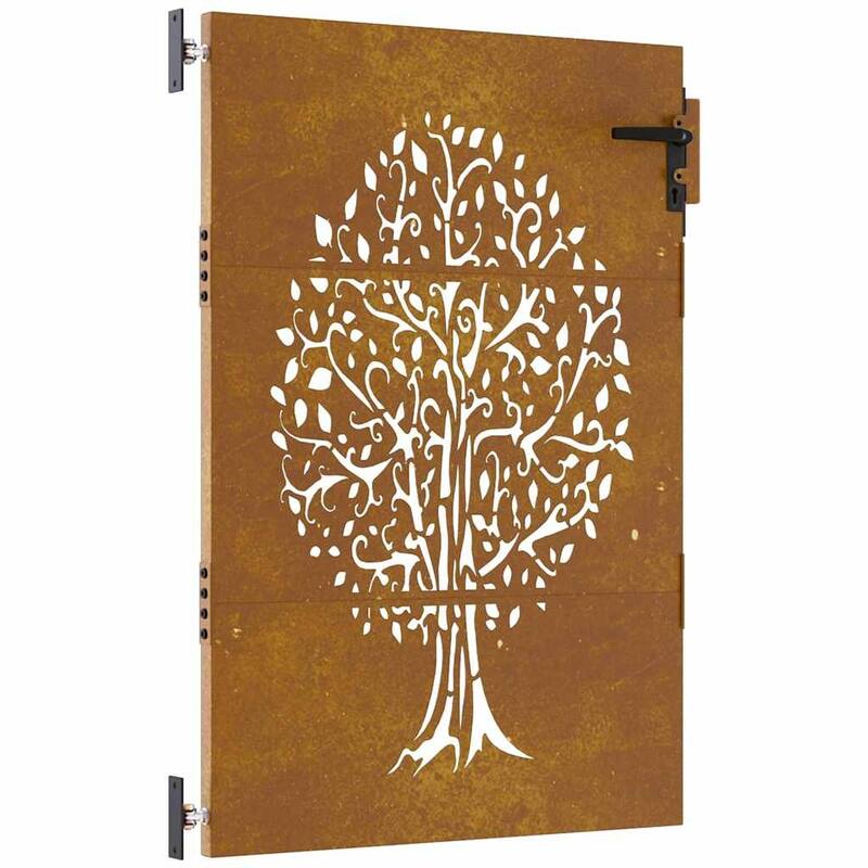 vidaXL Garden Gate Corten Steel Tree Design