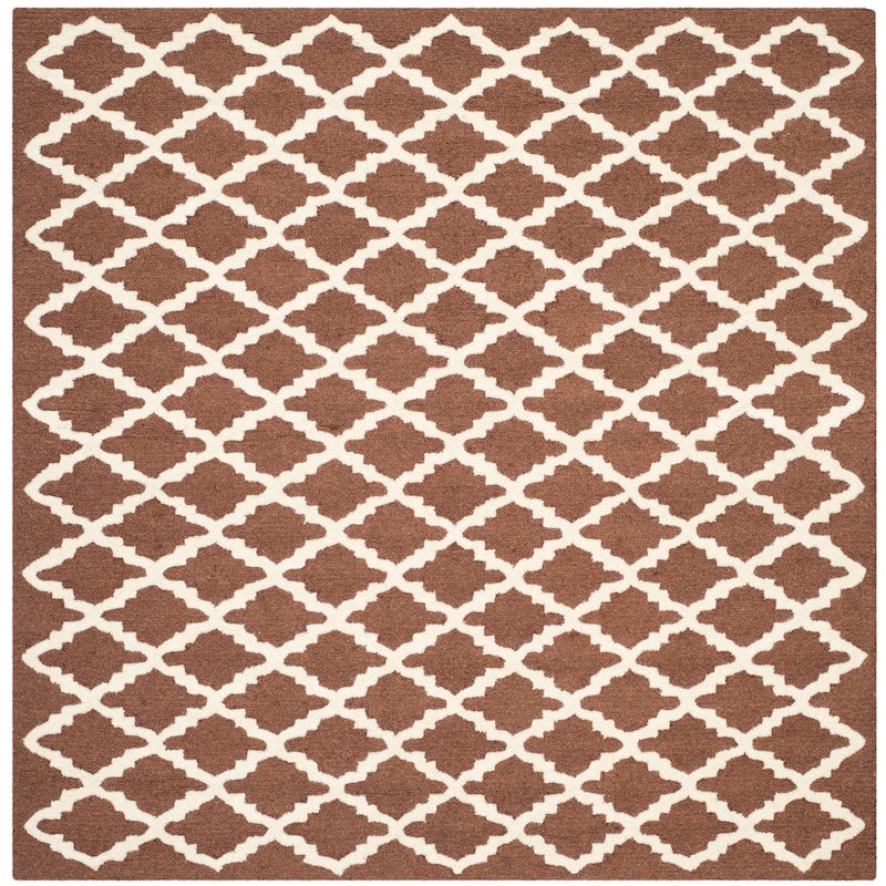 SAFAVIEH, Handmade Cambridge Reny Modern Moroccan Wool Rug - 6' Square - Dark Brown/Ivory